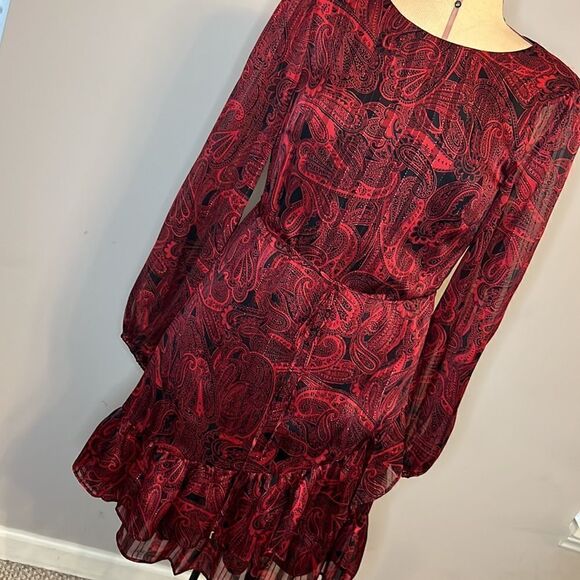 NWT Tommy Hilfiger Red & Black Ruffle Front Dress - Size 2 - Picture 1 of 16